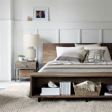 Arvada 54" Dark Grey Upholstered King Headboard with Storage Bed Base. . Crate and barrel bedroom ideas